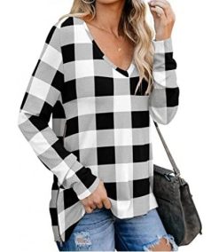 Women’s Causal V-Neck Soft Raglan Long Sleeves Sweatshirts Tops Basic T-Shirt Split Blouse with Side Zipper
