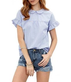 Women’s Cute StripedCollar Short