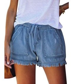 Women Shorts Casual Drawstring Elastic Waist Shorts for Summer