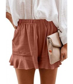 Women Comfy Drawstring Casual Elastic Waist Pure Color Shorts