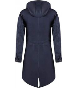 Women PU Raincoat Breathable Rainwear Long Rain Jacket Waterproof Trench Coat with Hood Ladies Windbreaker