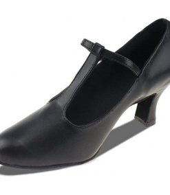 Unisex Leather Black Dance Shoes High Heeled