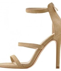 Women’s Open Toe Stiletto High Heel back Zippers Pump Sandals Triple Cross Bands Daily Shoes