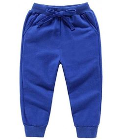 Unisex Kids Solid Cotton Drawstring Waist Winter Pants