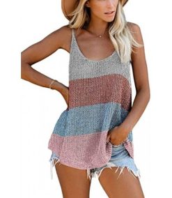 Women’s Sleeveless Vest Knit Cami Loose Fitting Tank Top Summer Jumper