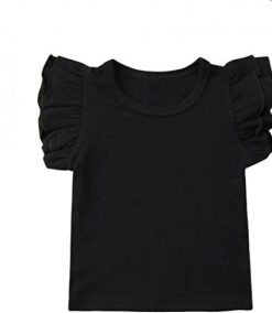 Baby Girl Basic Tshirts Cotton Ruffle Long Sleeve Crew Neck Tee Shirt Top Undershirt