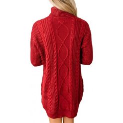 For G and PL Women Cable Knit Turtleneck Sweater Dresses