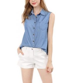 Women’s Single Breasted Sleeveless Shirt
