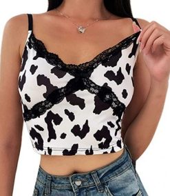 Women Sexy Lace V-Neck Camisole Strap Crop Top Tank Top Undershirt Summer