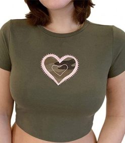Women ‘s Crop T Shirt Top Gothic Graphic Print Short Sleeve Trim Short Cropped Tops Bare Midriff Fashion Tops Clubwear