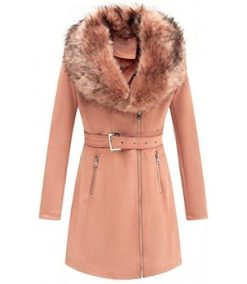 Women’s Faux Suede Leather Long Jacket, Wonderfully Parka Coat with Detachable Faux Fur Collar