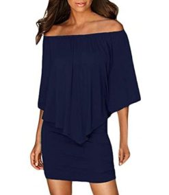 Women Off Shoulder Ruffles Bodycon Mini Dress