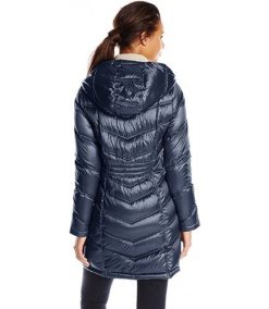 Women’s Hooded Chevron Quilted Packable Down Jacket