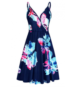 Women’s V Neck FloralSummer Casual Swing Dress