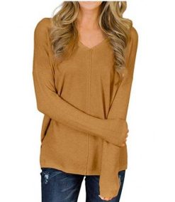 Winter Autumn Long Sleeve V Neck Blouse