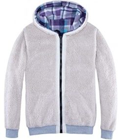 Womens Sherpa Fleece Lined Hoodie Jacket Plaid Flannel Zip up Hooded Sweatshirt Jackets