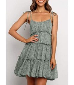 Womens Square Neckline Long Sleeve Floral Print Mini Dress