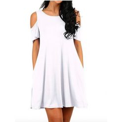 Cold Shoulder T-Shirt Swing Dress