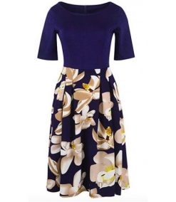 17 Vintage Patchwork Pockets Party Dress