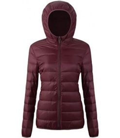 Women’s Packable Puffer Down Jacket Ultra Light Weight Short Coat with Travel Bag
