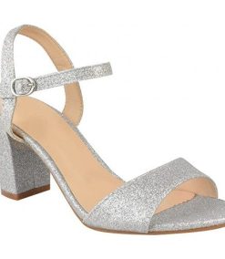 Womens Bridal Sandals Glitter Low Block Heel Ankle Strap Ladies Wedding Evening Party Bridesmaid Prom Open Toe Shoes