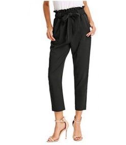 Trouser Slim Casual Cropped Paper Bag