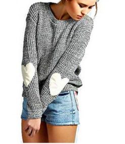 Heart Pattern Patchwork Long Sleeve Round Neck