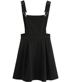 Women’s Cute A Line Adjustable Straps Pleated Mini Overall Pinafore Dress