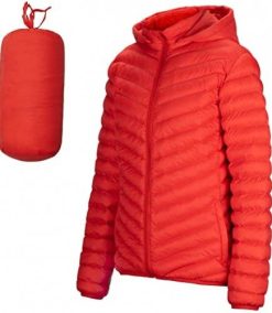 Women Puffer Jacket Long-Sleeve Full-Zip Lightweight Water Resistant Packable Hooded Down Coat
