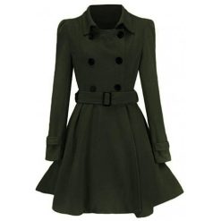 Women’s Warm Trench Coat Double-Breasted Coat Windproof Outerwear Jacket Lightweight Outdoor Coat