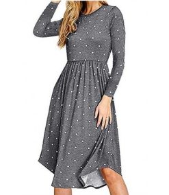 Long Sleeve Pleated Polka Dot Pocket