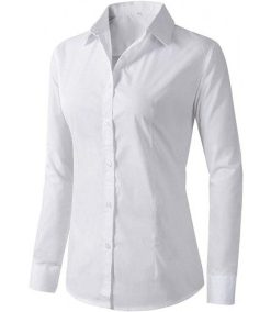 Women’s Formal Work Wear White Simple Shirt